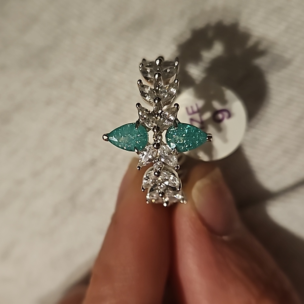 BP Lab created Teal Ice Crystal, sterling silver ring